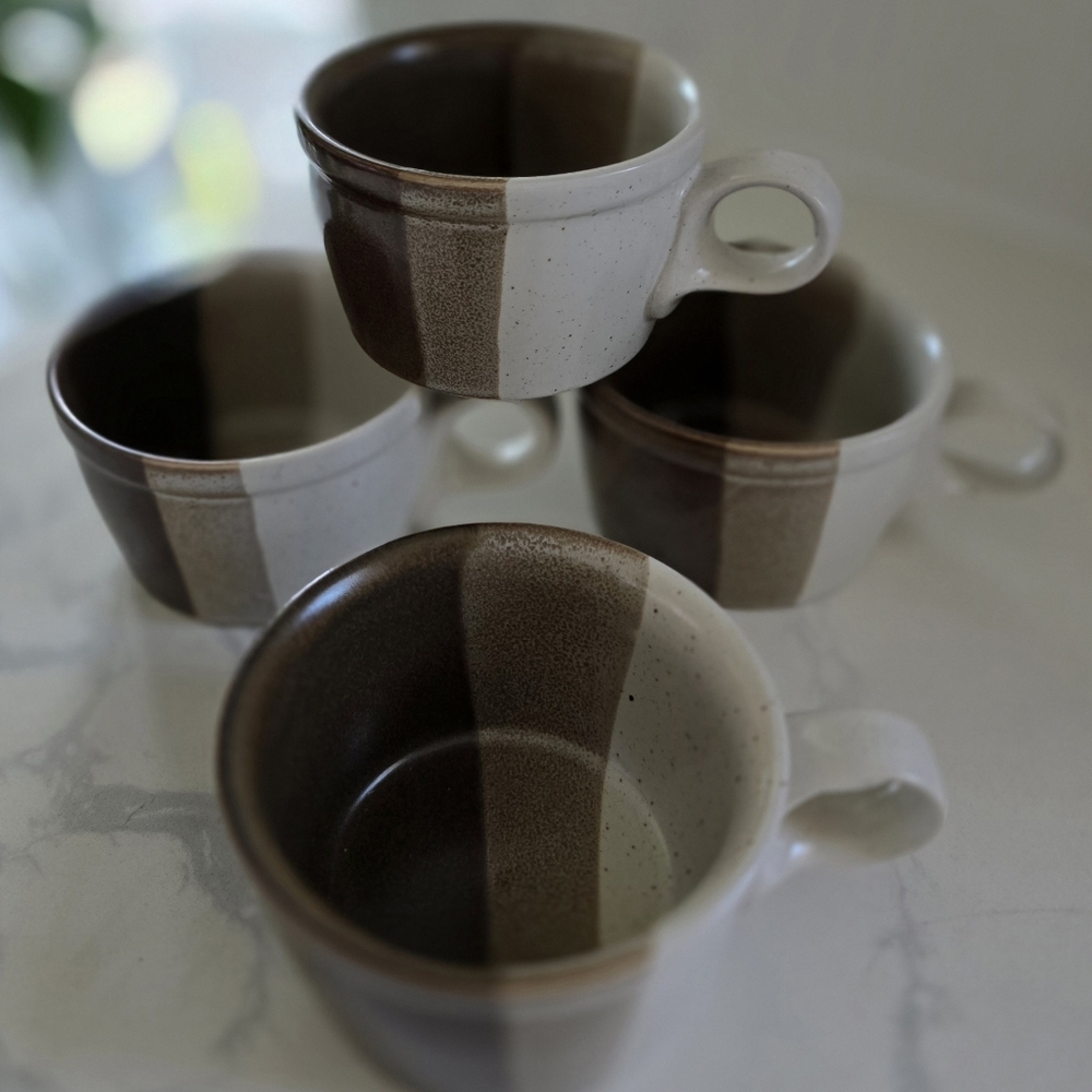 Discontinued Vtg Mikasa Studio Kiln Flat Cup Mugs Set Of 4 70s 80s‎ Japan